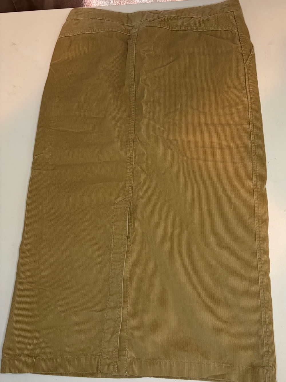 Eddie Bauer 100% Cotton Corduroy Midi Preppy Skirt Camel Sz 10